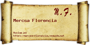Mercsa Florencia névjegykártya